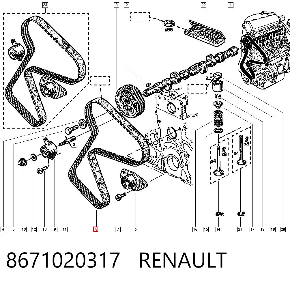 Correa de distribución 8671020317 RENAULT