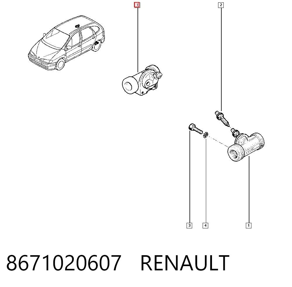 Cilindro de freno de rueda trasera 8671020607 RENAULT