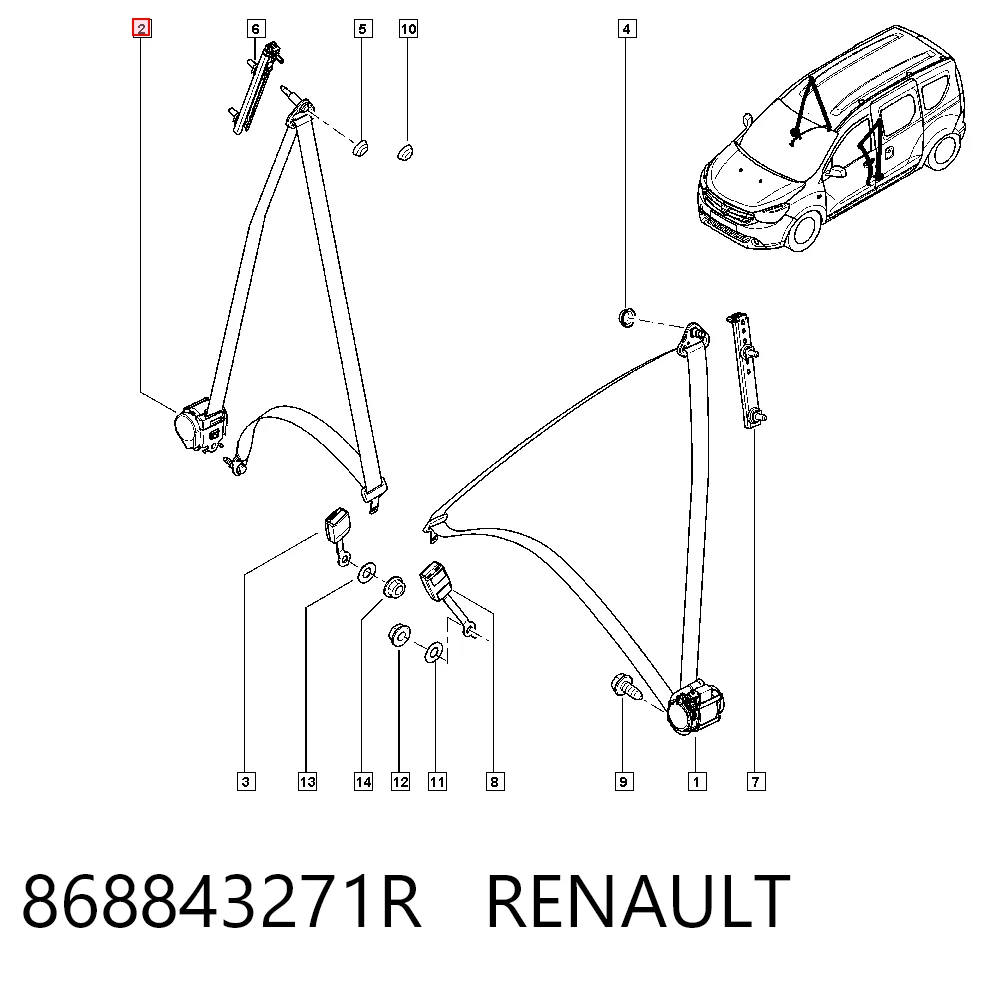 868842775R VAG Cinturón de seguridad delantero derecho