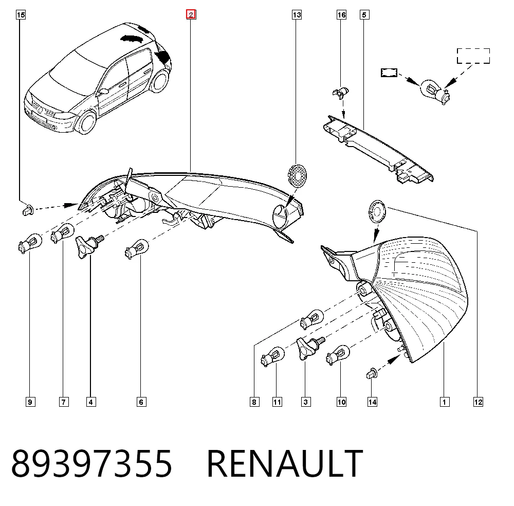 8200413216 VAG Piloto trasero derecho