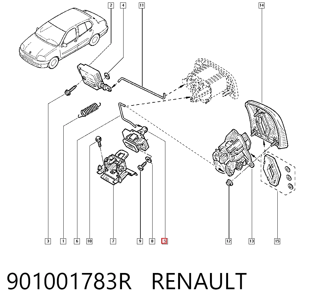 Cerradura de puerta trasera Renault LOGAN I