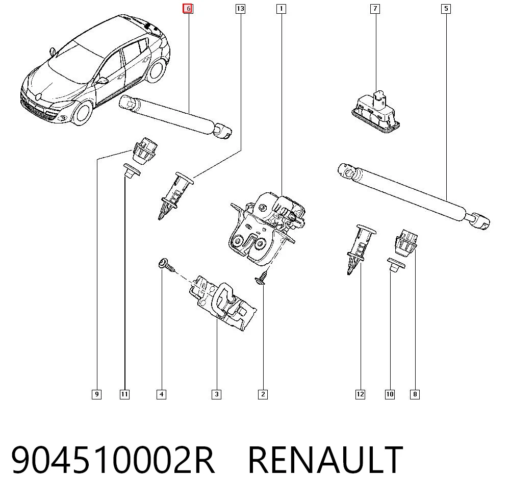 Amortiguador de porton Renault Megane III (2008-2016)