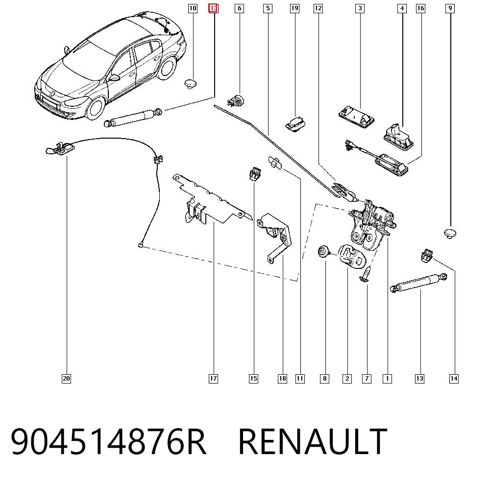 Comprar Amortiguador de la tapa del maletero Renault Fluence  L3 a bajo precio