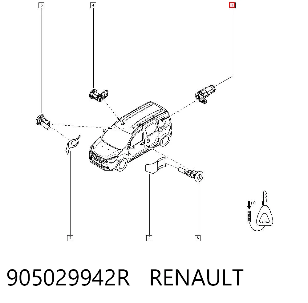 Comprar Cilindro de cerradura de portón trasero Renault DOKKER  FE a bajo precio