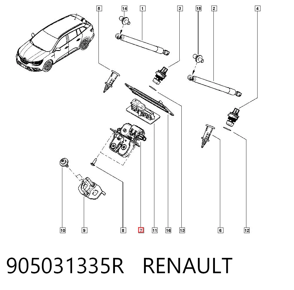 905031335R Renault (RVI) Cierre del maletero