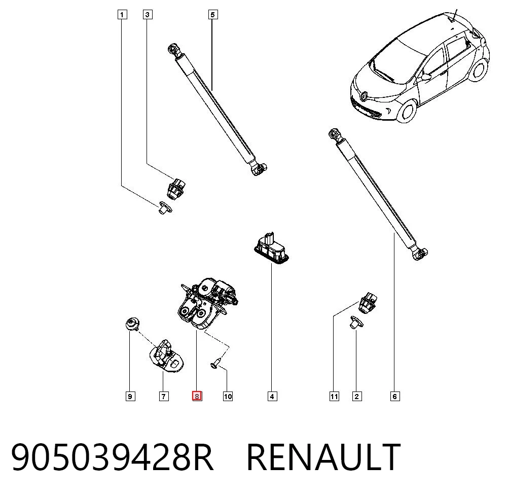 905039428R Renault (RVI) Cierre del maletero