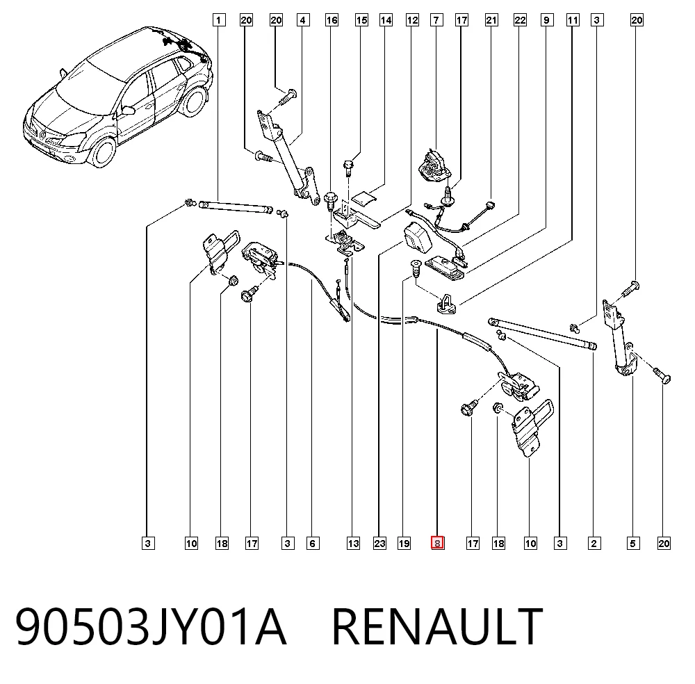 Cerradura de tapa de maletero 90503JY01A RENAULT