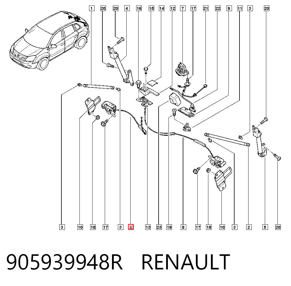 905939948R Renault (RVI) Cierre del maletero