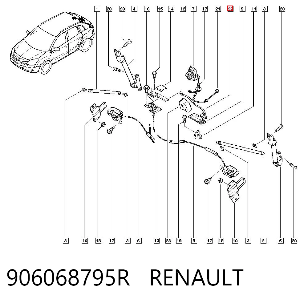 906068795R Renault (RVI) Botón interior de apertura de maletero