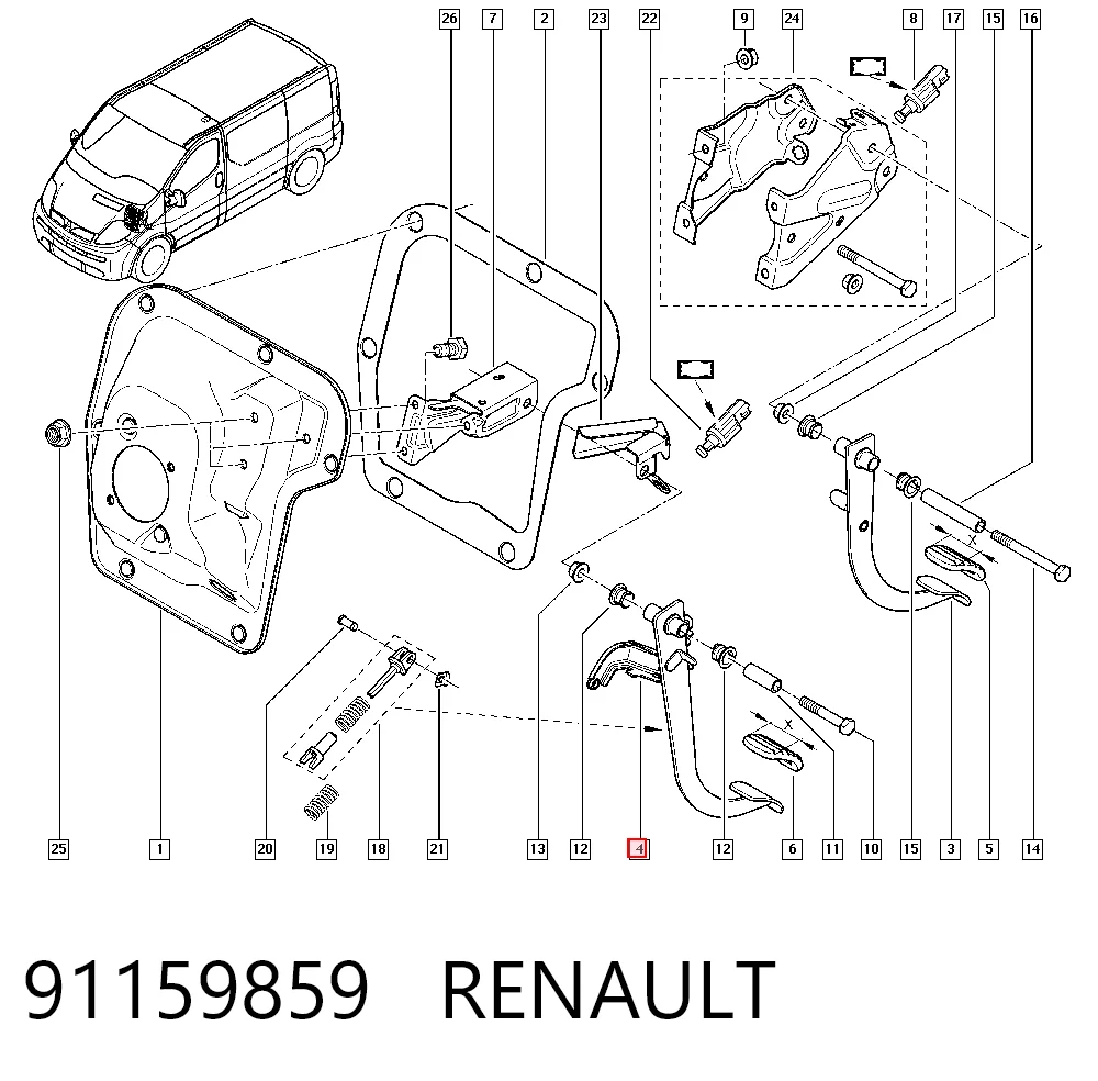 Pedal embrague 91159859 Peugeot/Citroen
