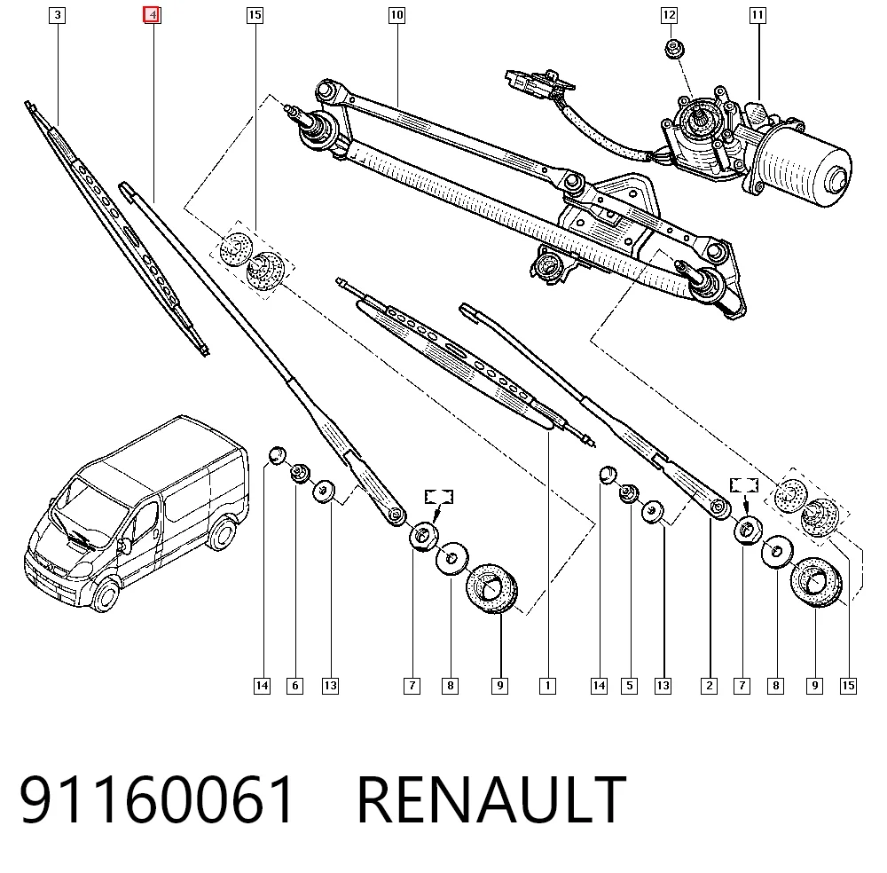 Brazo del limpiaparabrisas lavado de parabrisas Renault Trafic II (2001-2014)