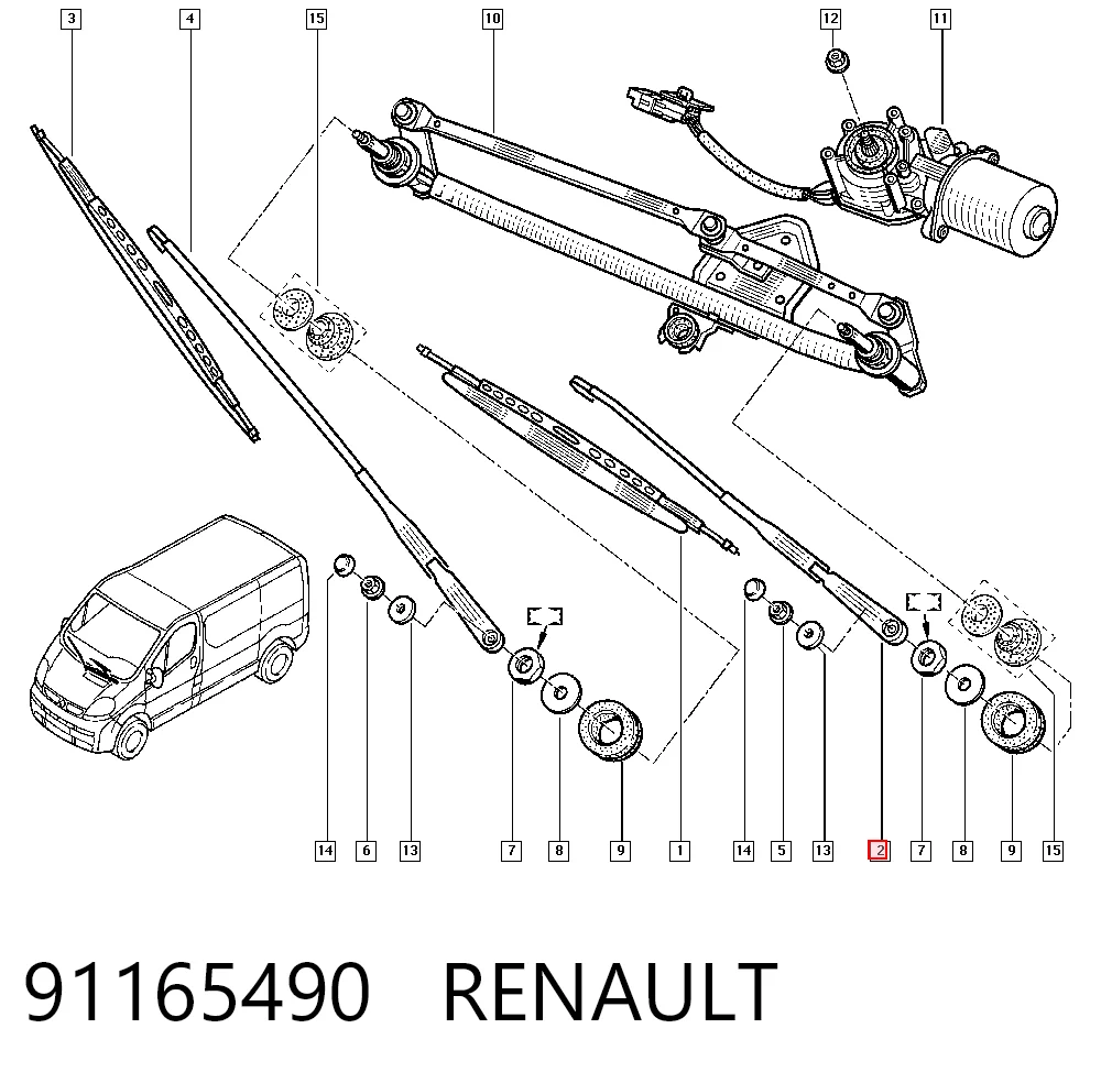 Brazo limpia General Motors 91160060
