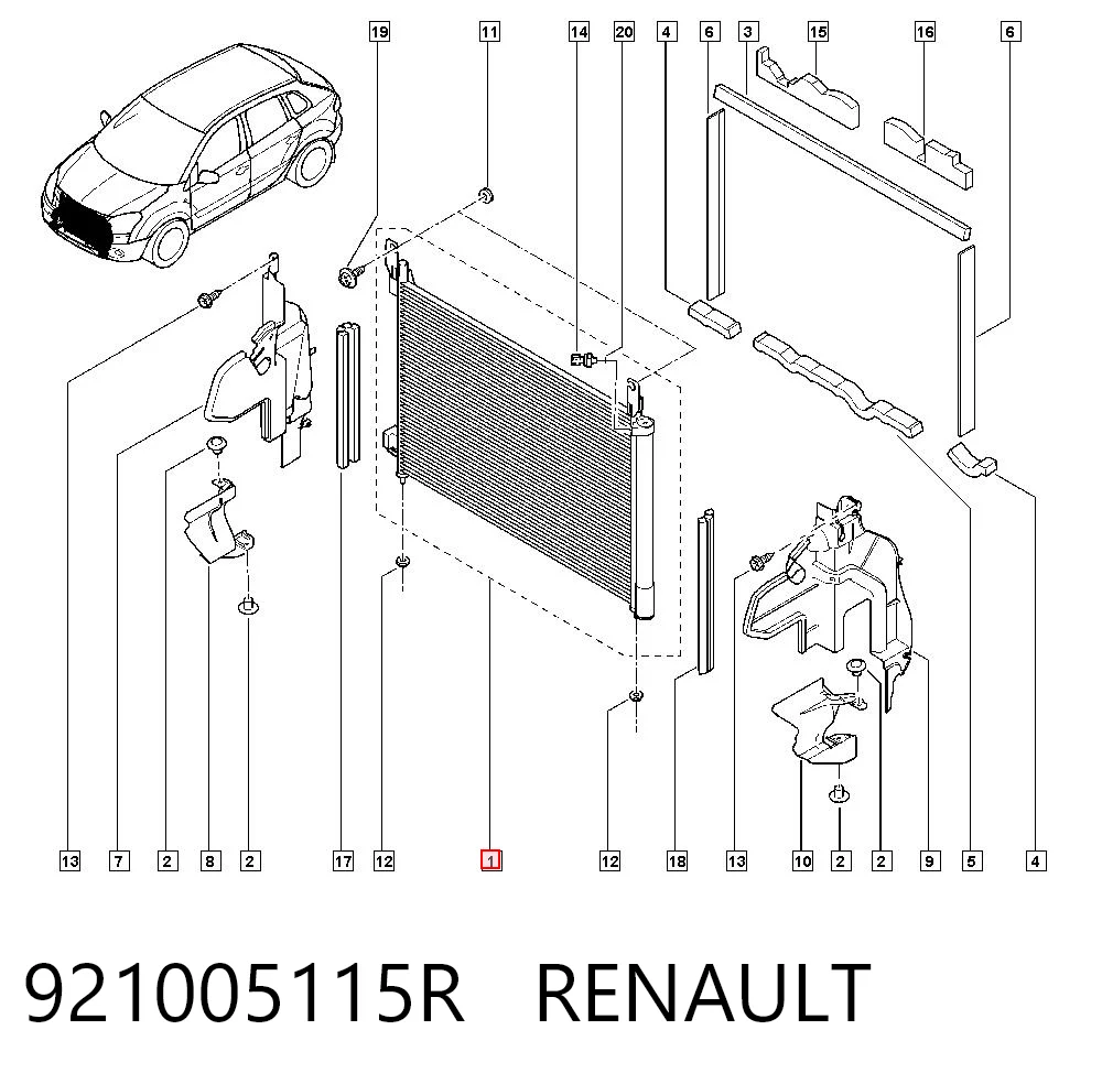 921005115R Renault (RVI) Radiador de aire acondicionado
