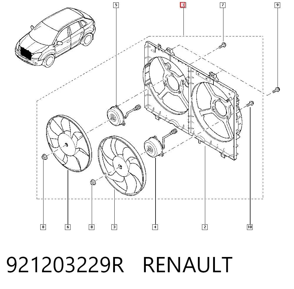 Comprar Ventilador eléctrico de refrigeración completo (motor y hélice) Renault Koleos  HY0 a bajo precio