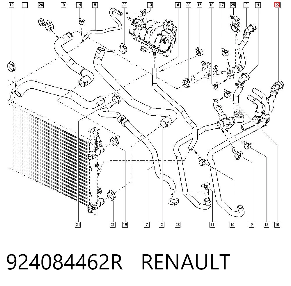 Manguera (tubo) del sistema de refrigeración 924084462R RENAULT