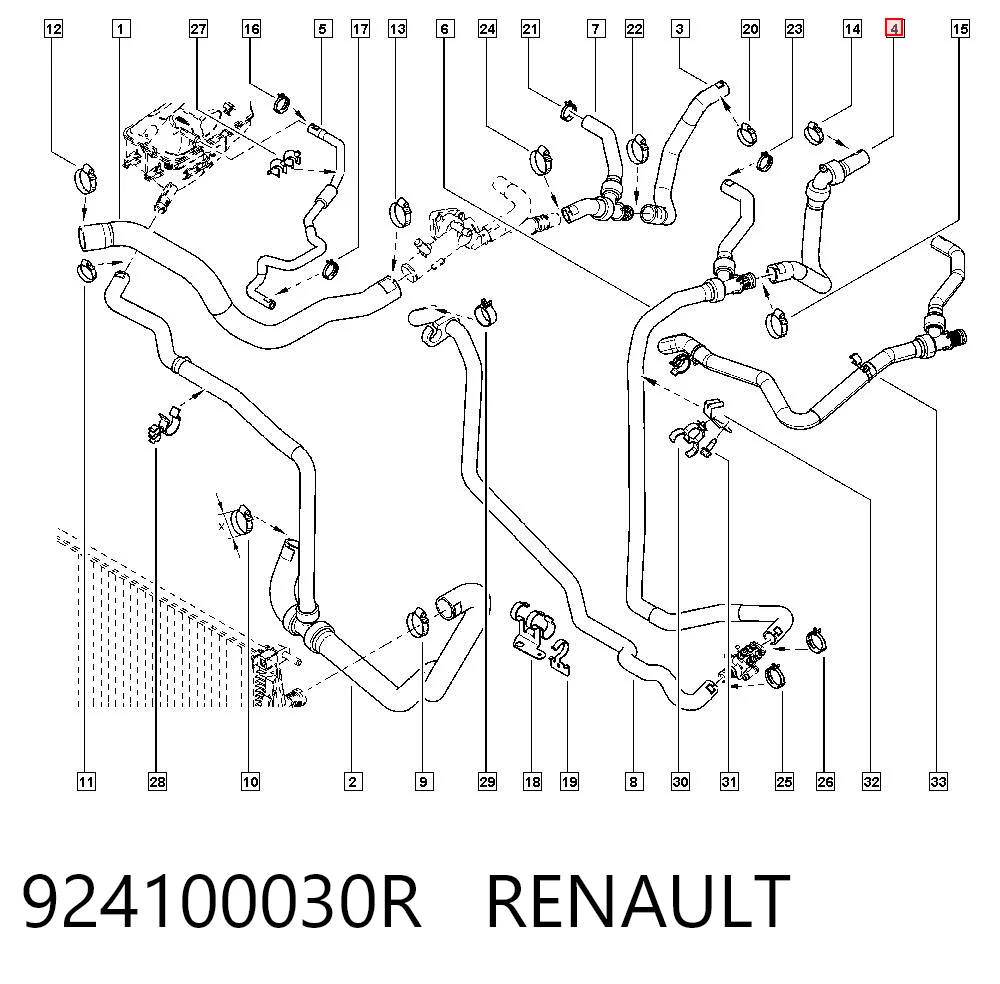 Manguera de calefacción, retorno 924100030R RENAULT