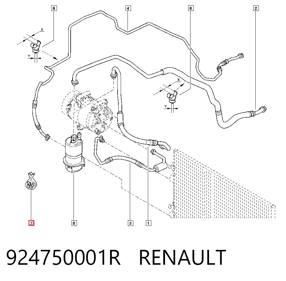 924750001R Renault (RVI) Anillo de sellado de tubería de aire acondicionado