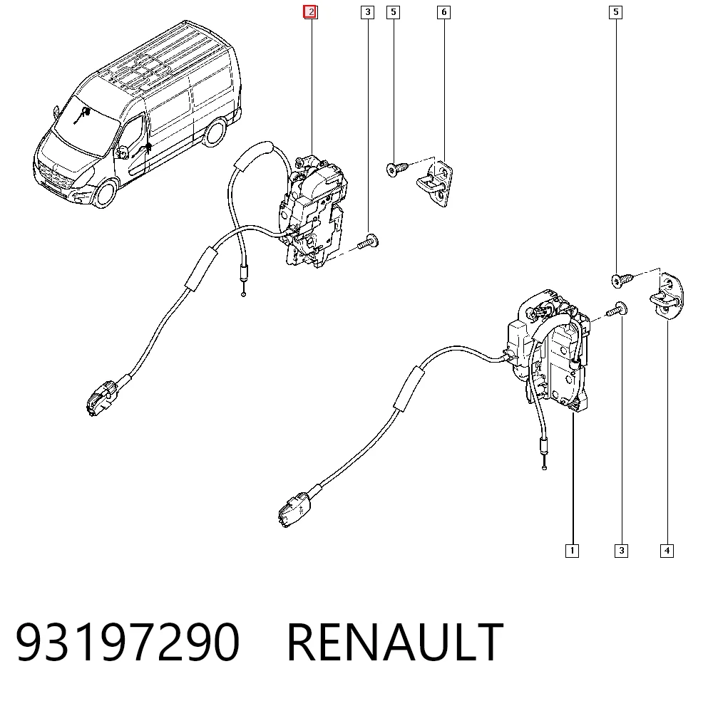 Cerradura de puerta delantera derecha 93197290 RENAULT