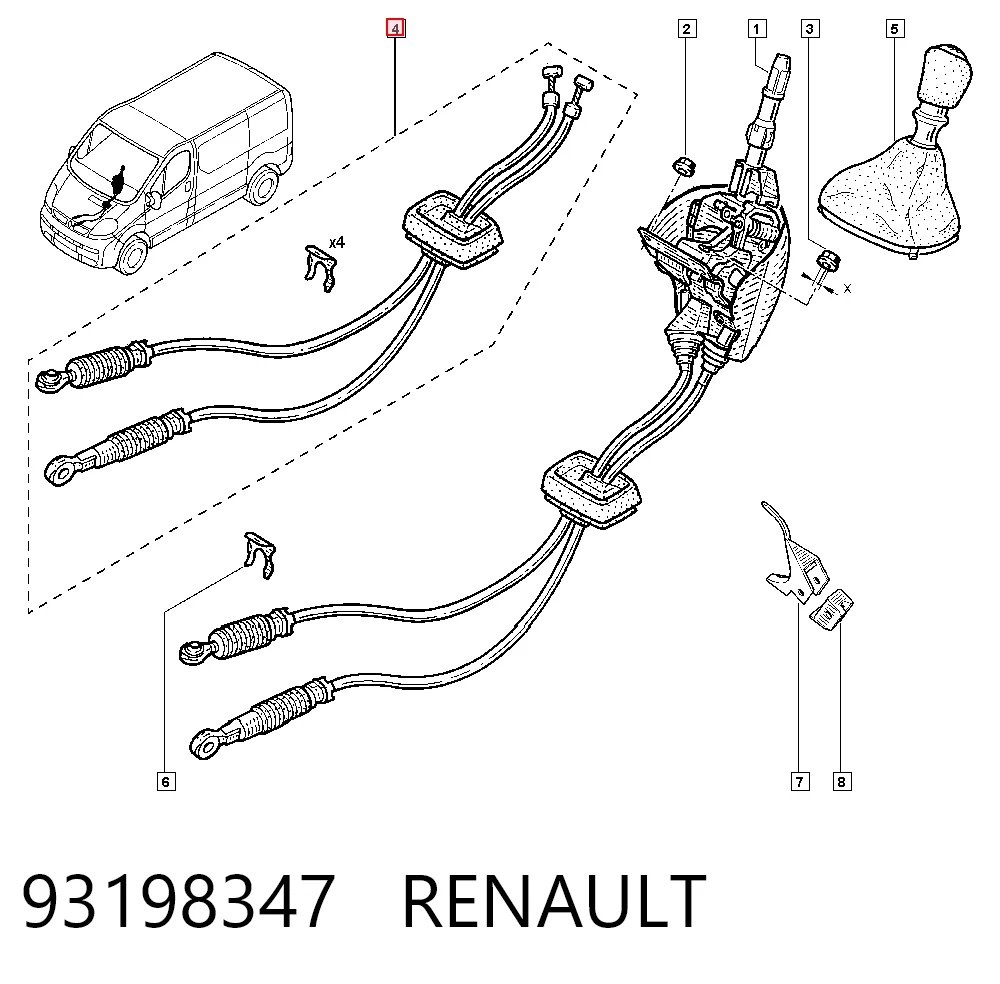 Cable de cambio doble 93198347 RENAULT