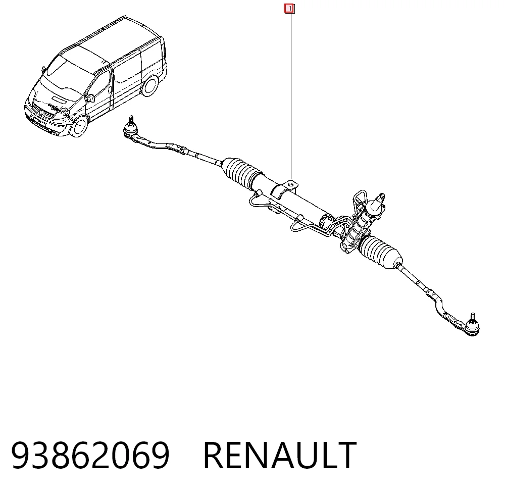 93862069 Renault (RVI) Cremallera caja de direccion