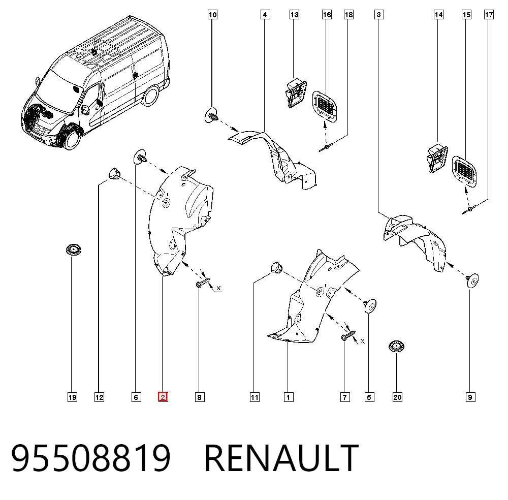 Guardalodos interior delantero derecho 95508819 RENAULT