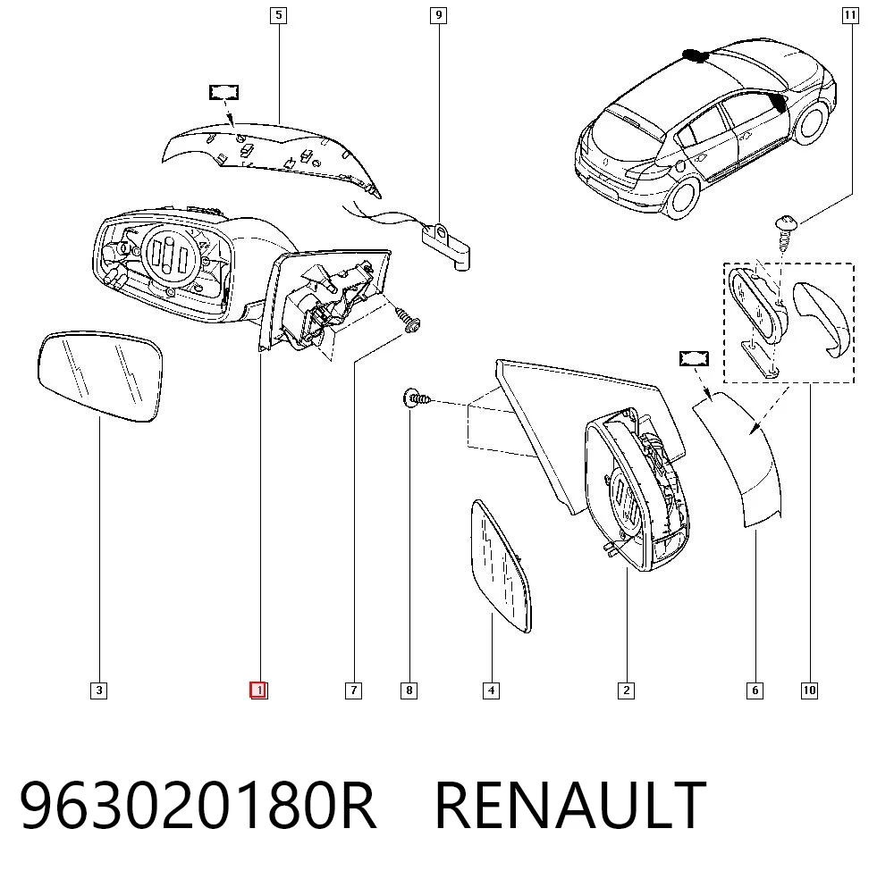 Precio del repuesto Retrovisor izquierdo Megane III familiar