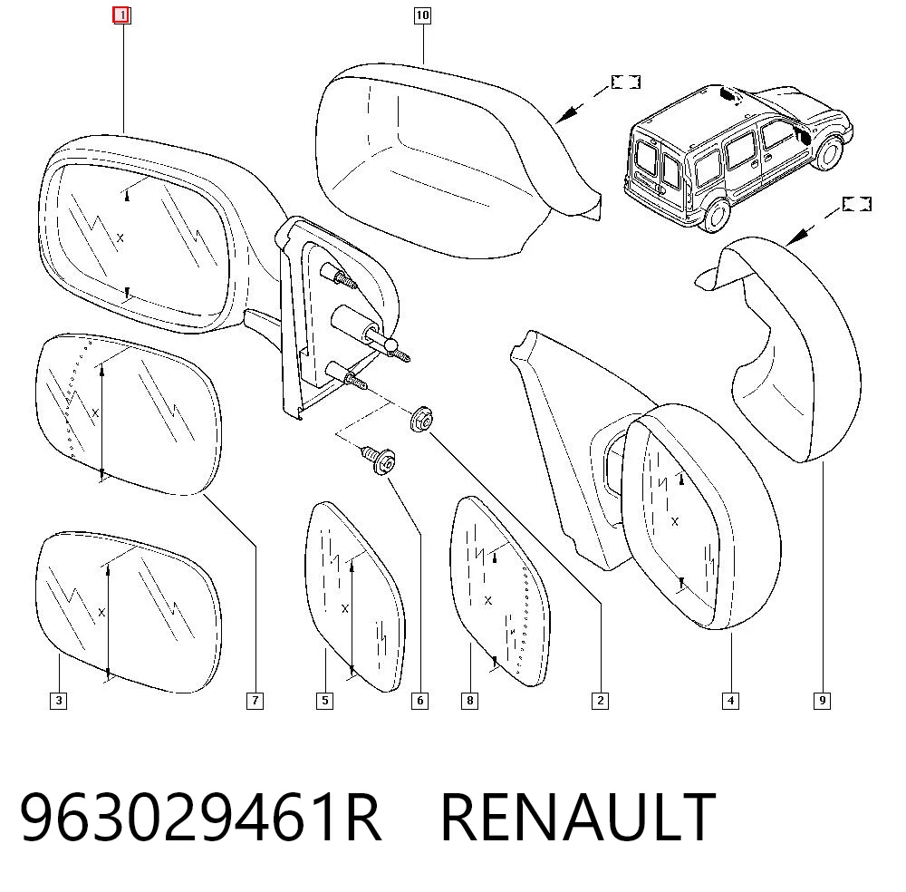  Espejo de retrovisor izquierdo Renault Kangoo 1