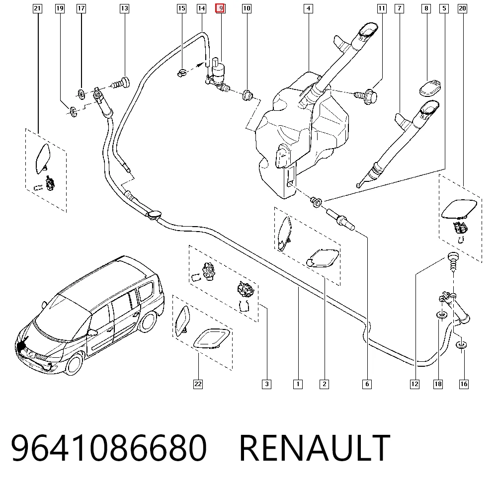 9641086680 Renault (RVI) Bomba-motor de lavafaros