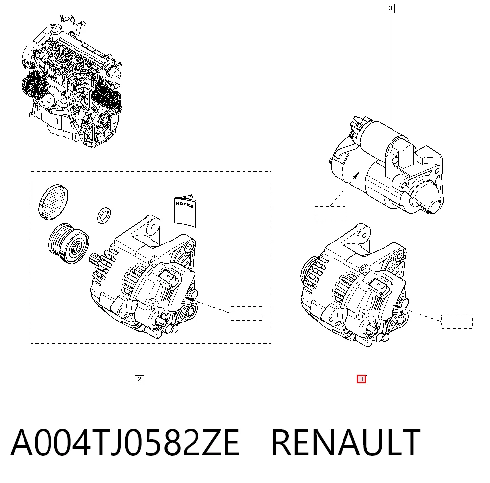 Alternador A004TJ0582ZE RENAULT