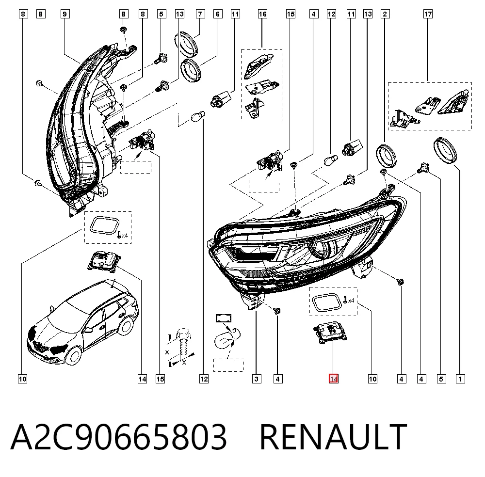A2C90665803 Renault (RVI) Centralita, faros xenon