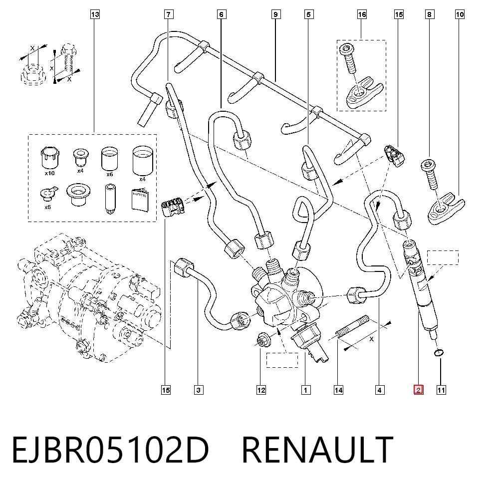 EJBR05102D Renault (RVI) Inyector de combustible