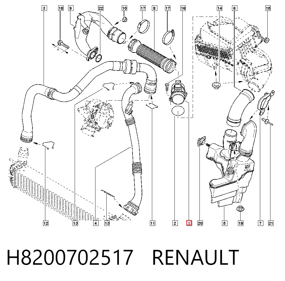 H8200702517 Renault (RVI) Sensor de flujo de aire