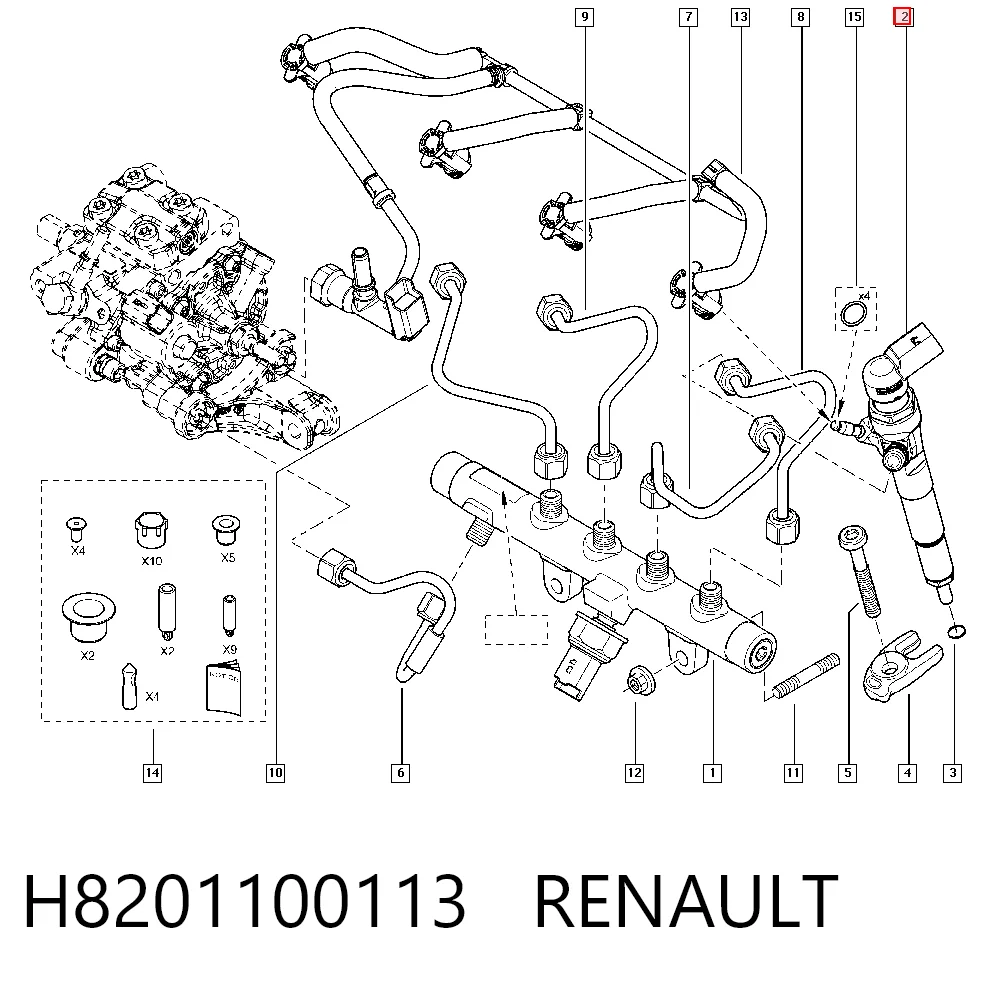 H8201100113 Renault (RVI) Inyector de combustible