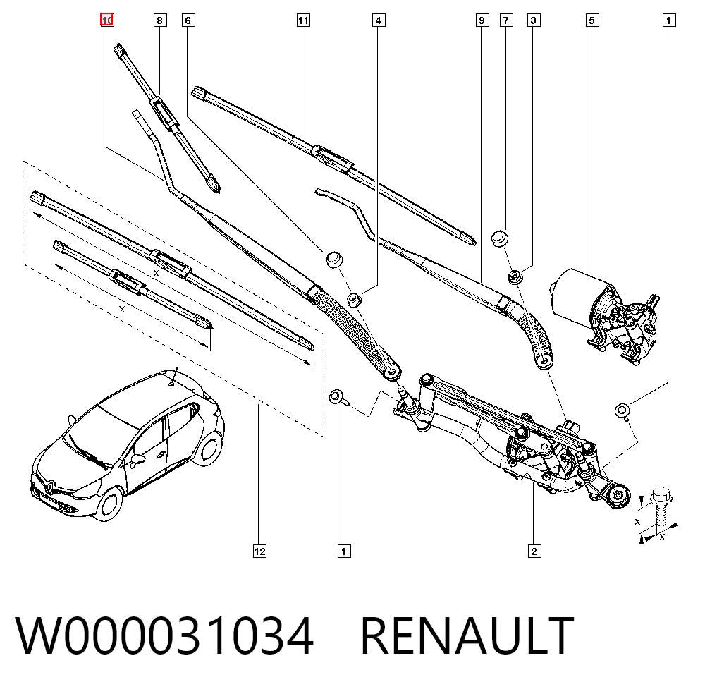 Brazo del limpiaparabrisas lavado de parabrisas para Renault Clio IV BH