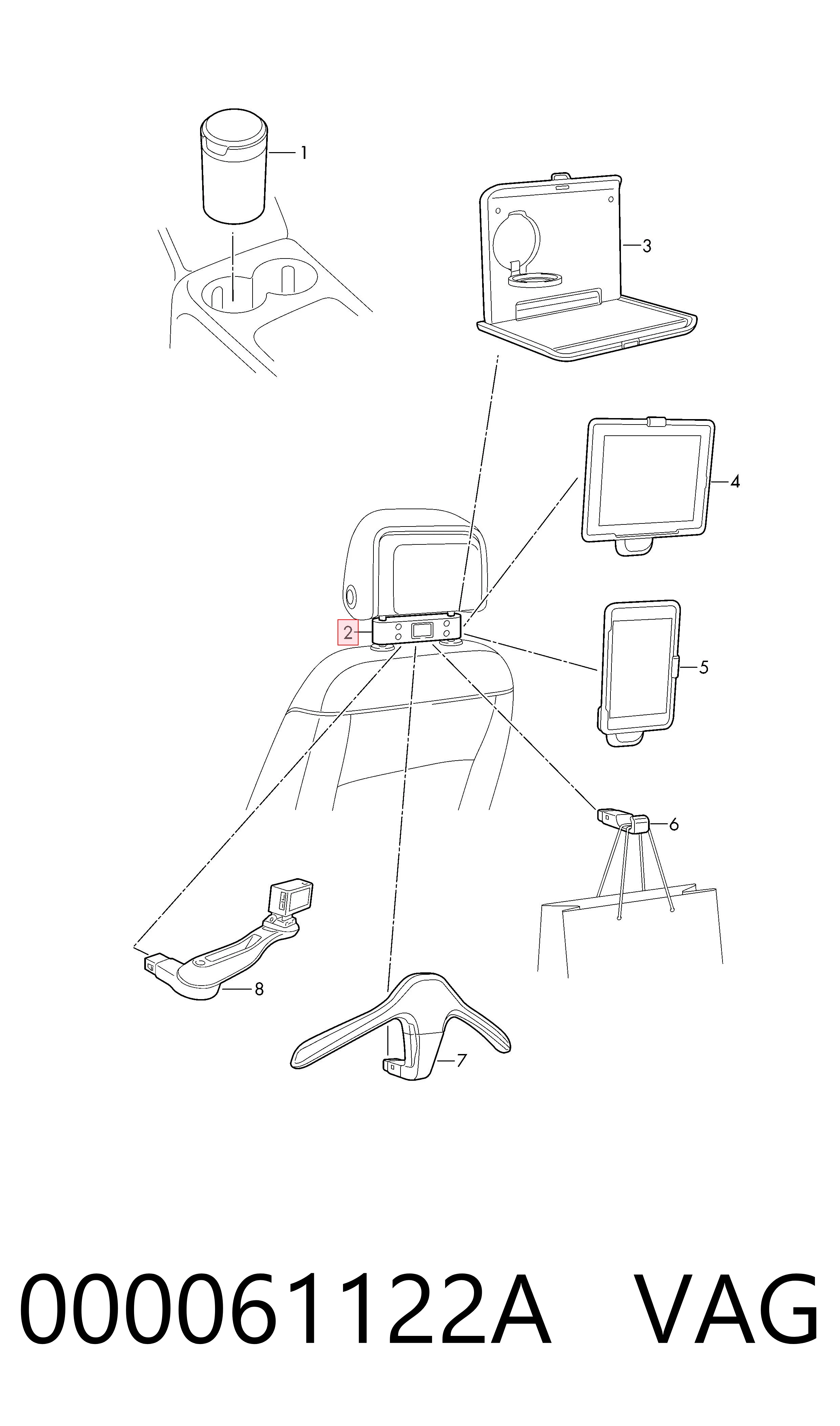 Soporte básico para reposacabezas 000061122A VAG