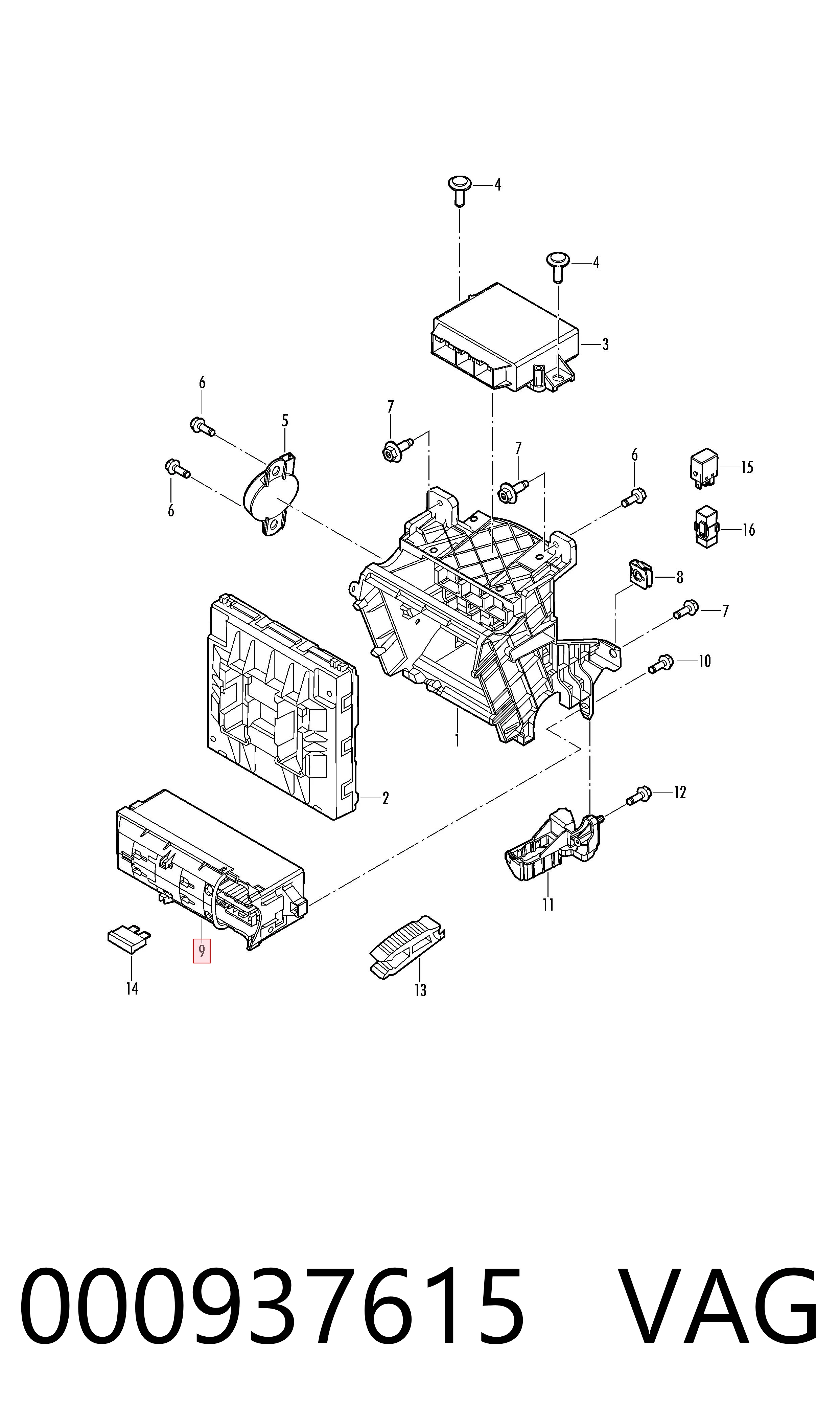 000937615 VAG Caja de relés y fusibles