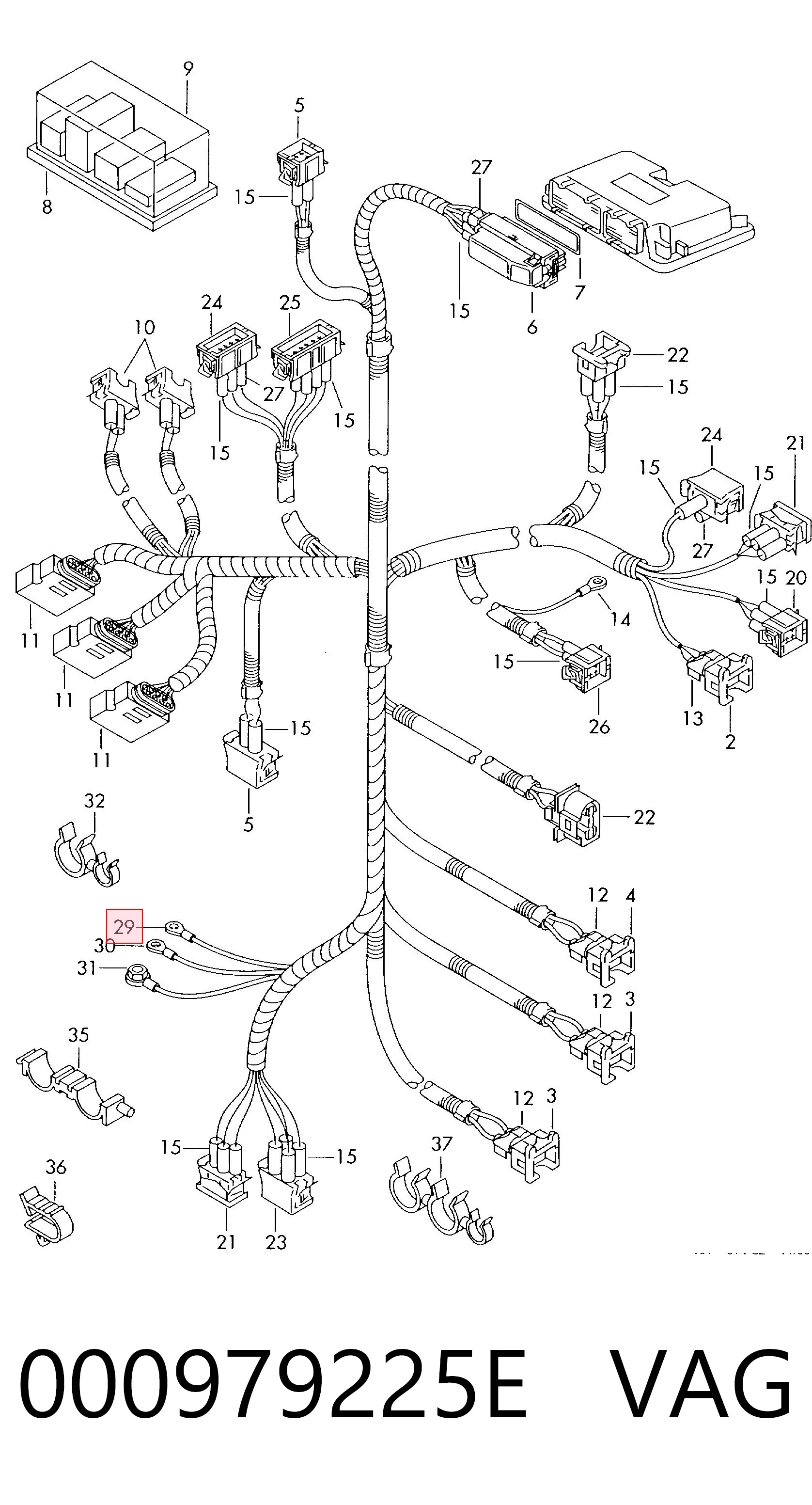 000979225E VAG Mazo de cables del habitáculo