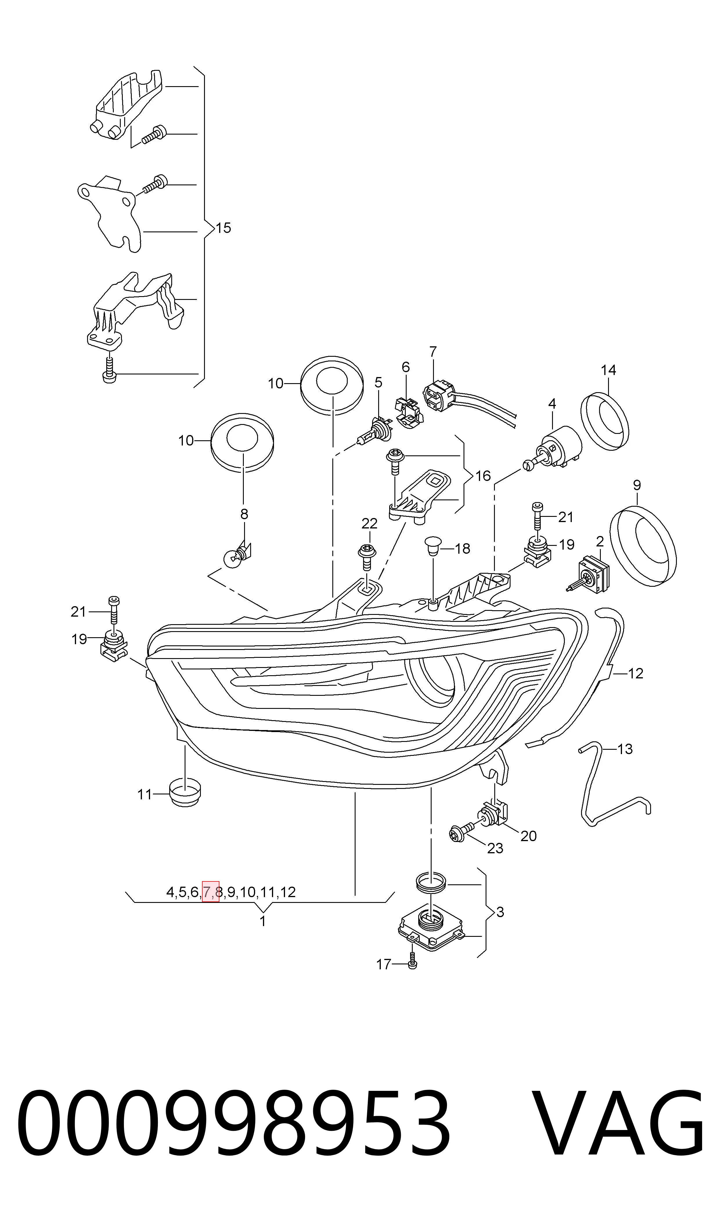 000998953 VAG Portalámparas de faro