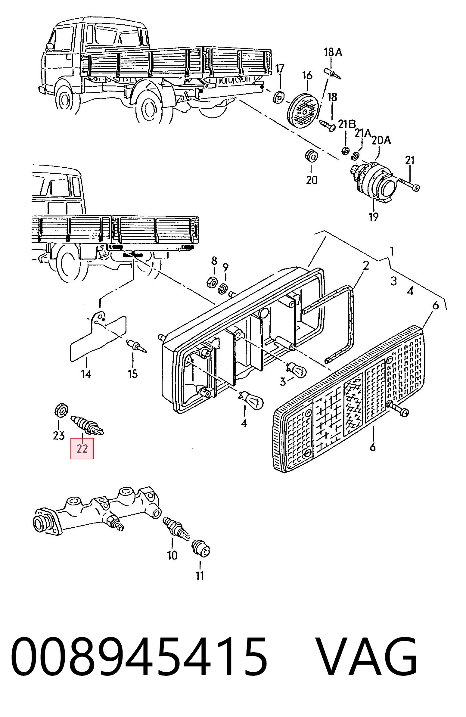 Interruptor de marcha atras Volkswagen LT I (1975-1996)
