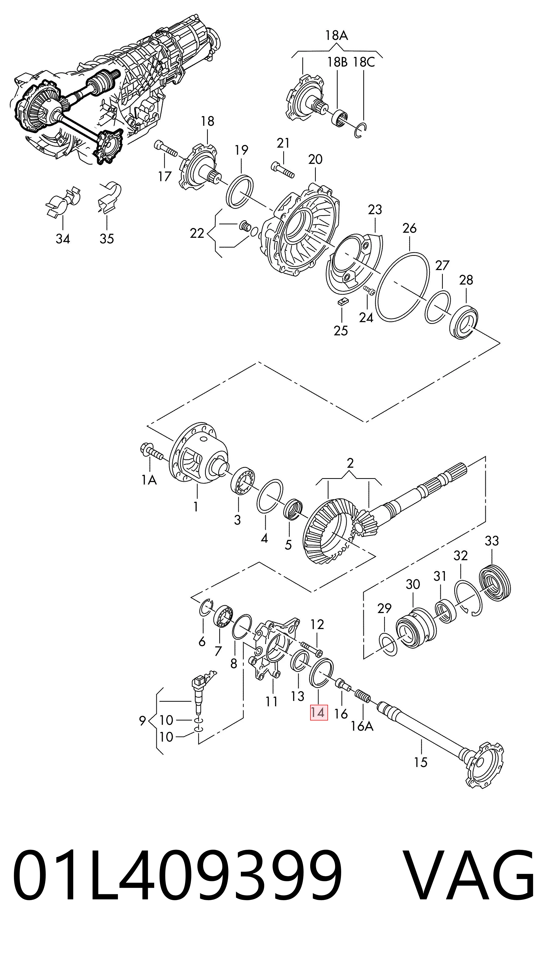 01L409399 VAG Retén del semieje delantero izquierdo