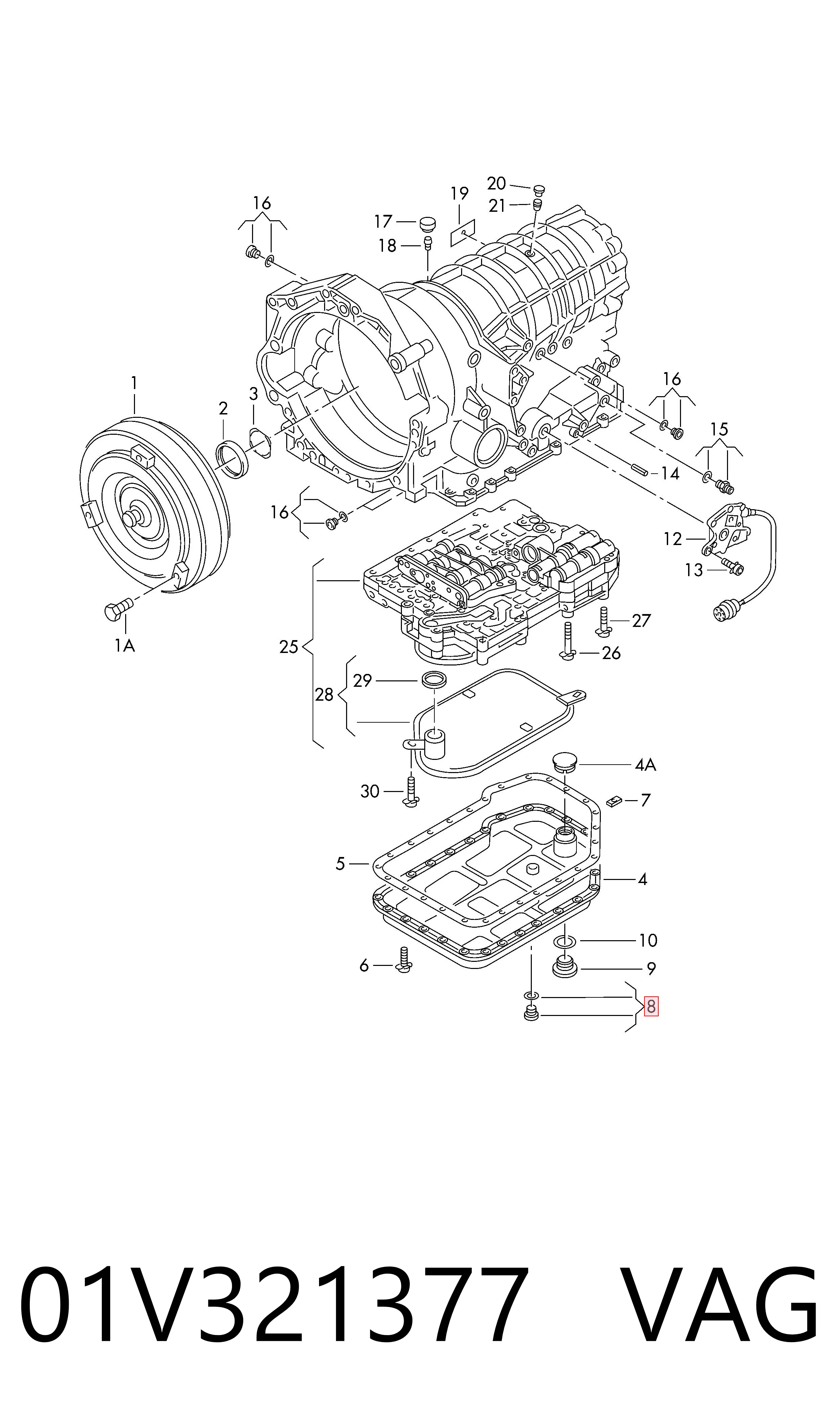 01V321377 VAG Tapón del cárter de la transmisión automática