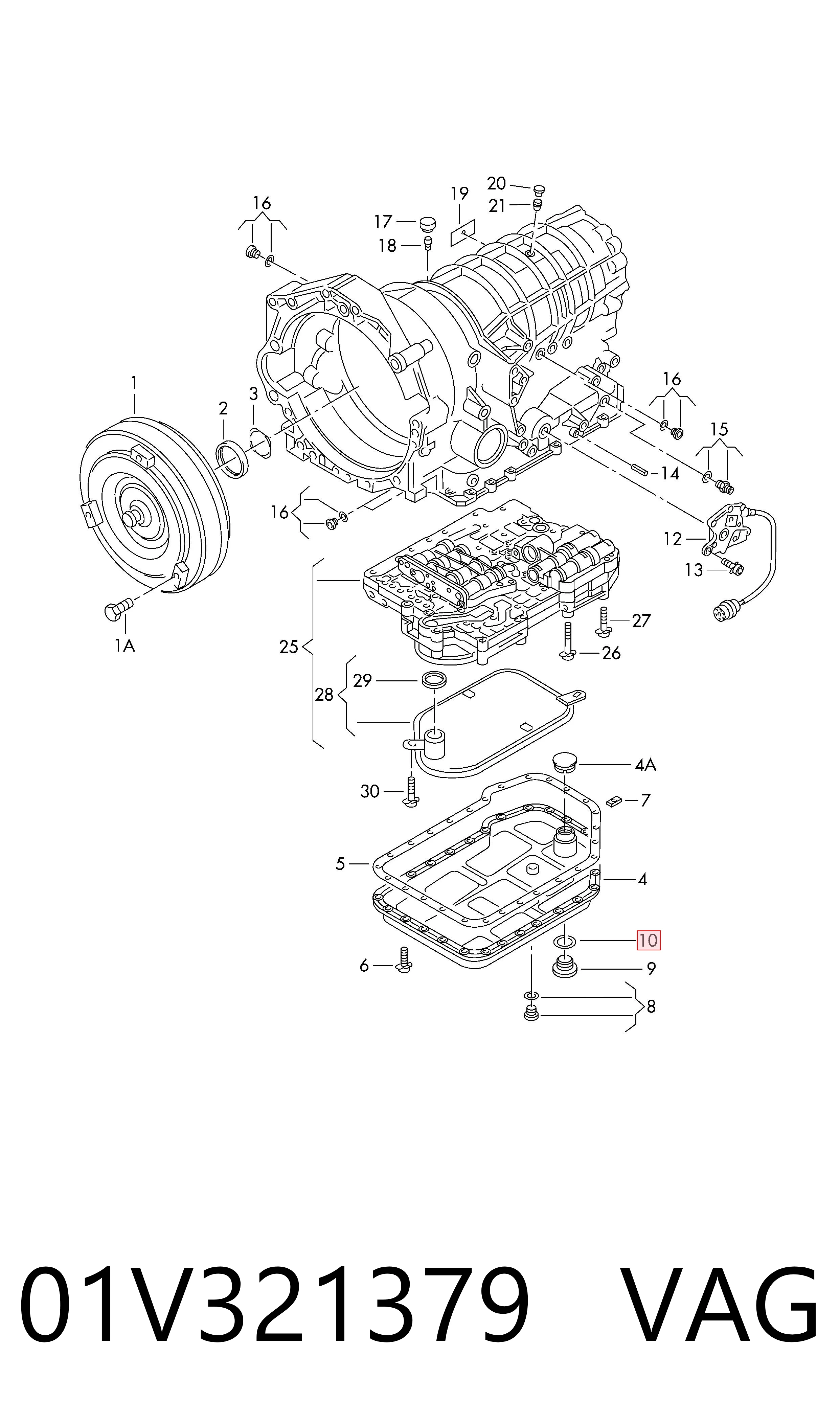 01V321379 VAG Junta del tapón del cárter de la transmisión automática