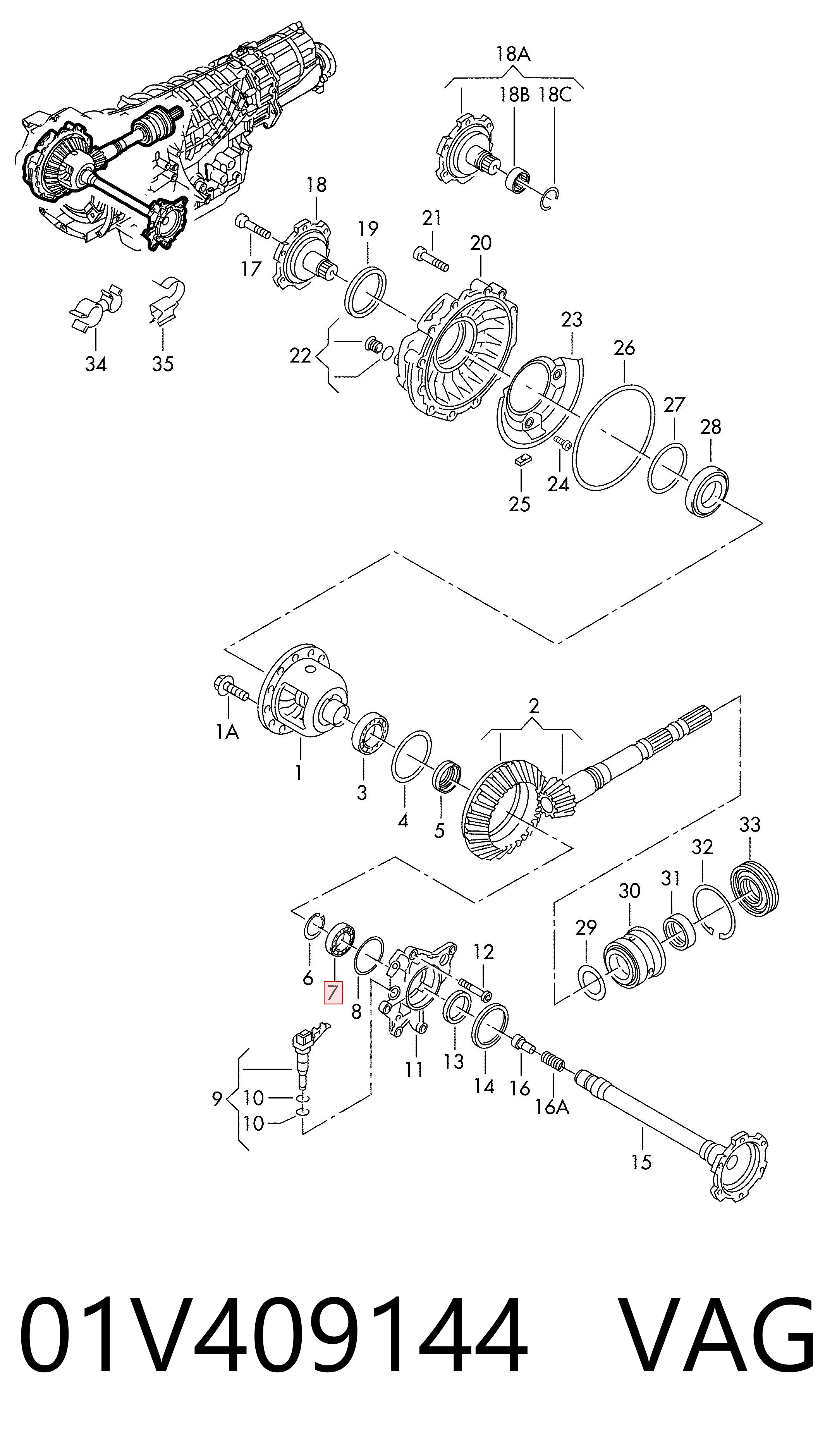 01V409144 VAG Cojinete de la transmisión