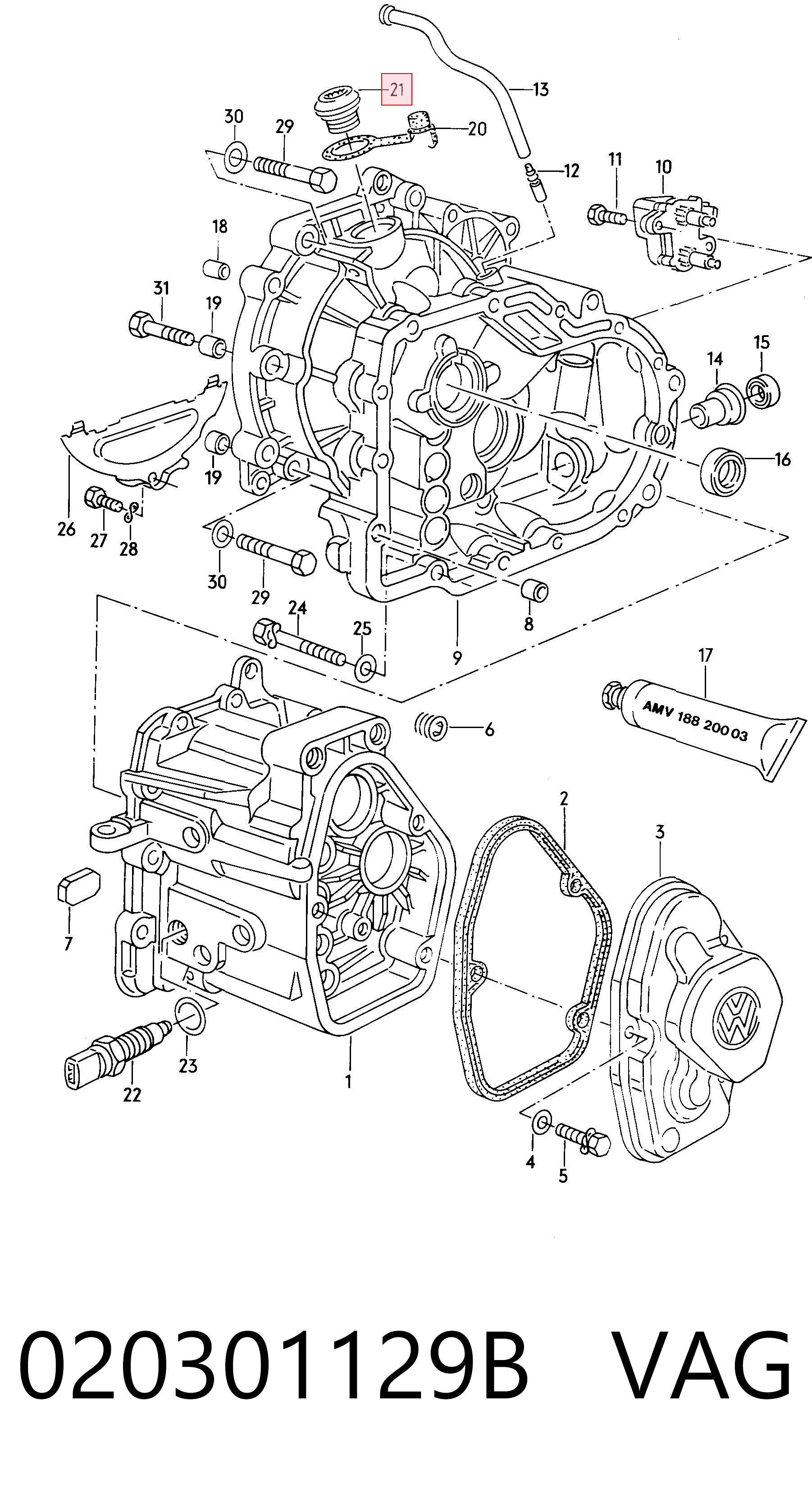 020301129B VAG Tapón de llenado de la caja de cambios/caja automática