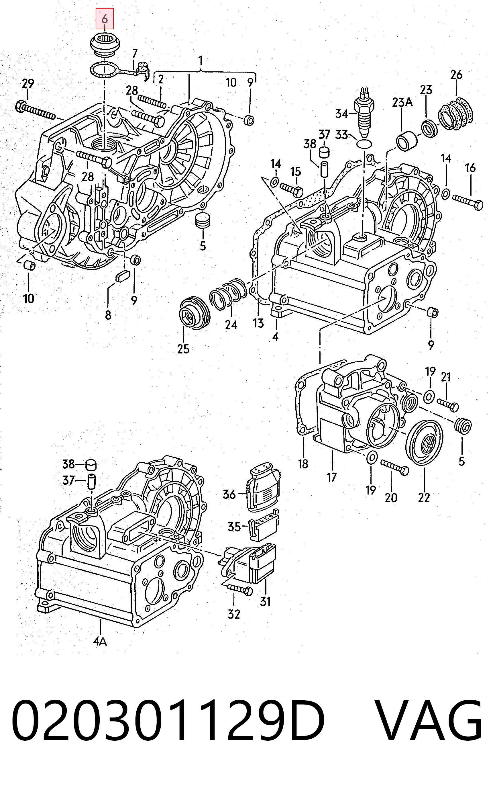 020301129D VAG Tapón de llenado de la caja de cambios/caja automática