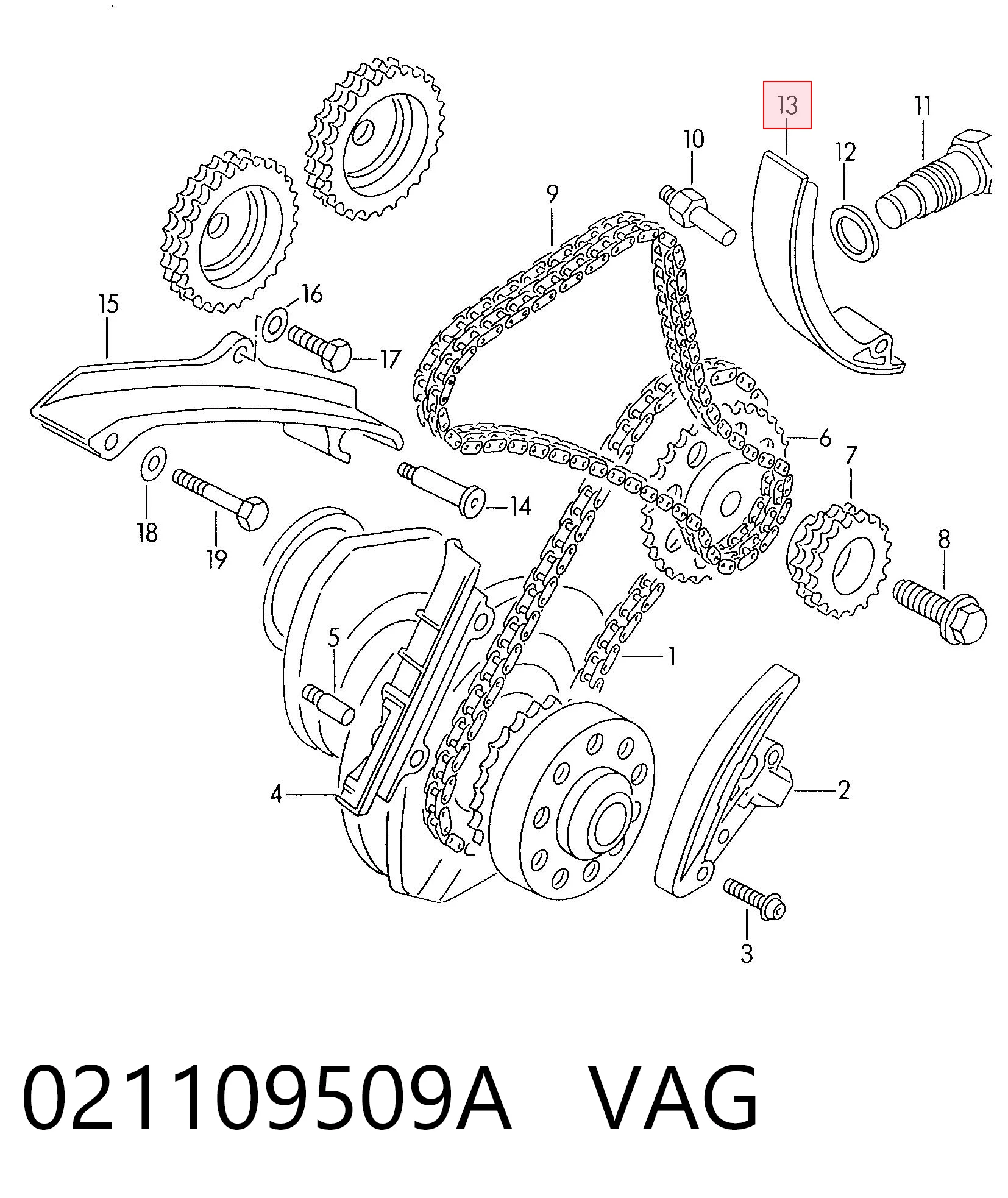 021109509A VAG Guía del tensor de la cadena de distribución