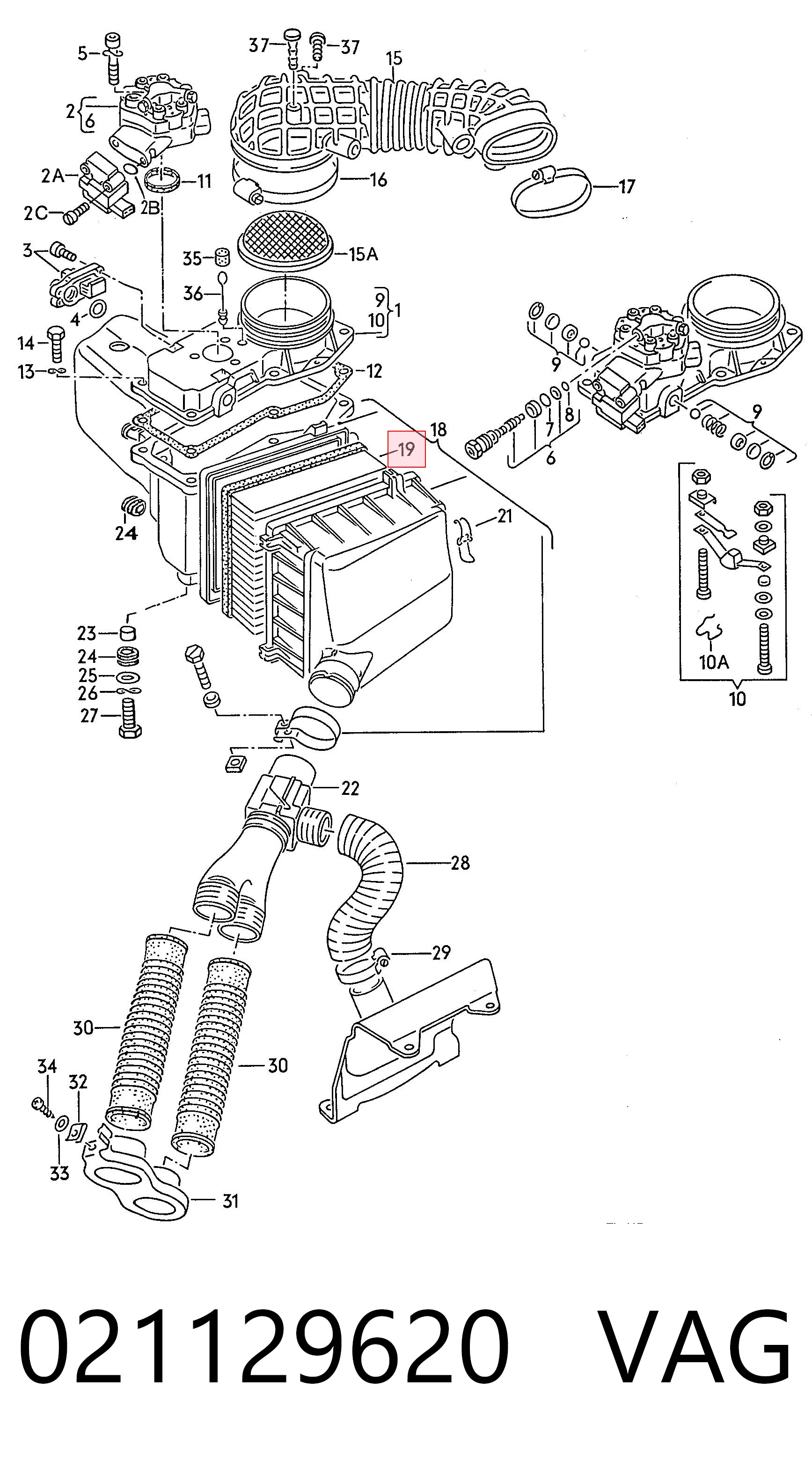021129620 VAG Filtro de aire de motor