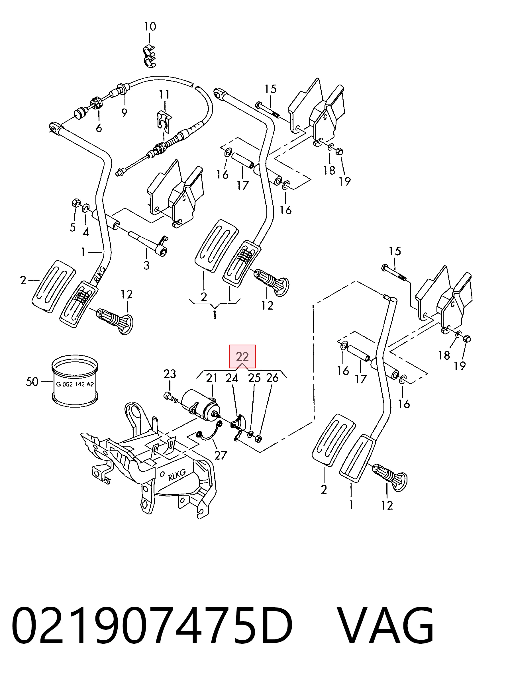 Sensor de posición del pedal del acelerador 021907475D VAG