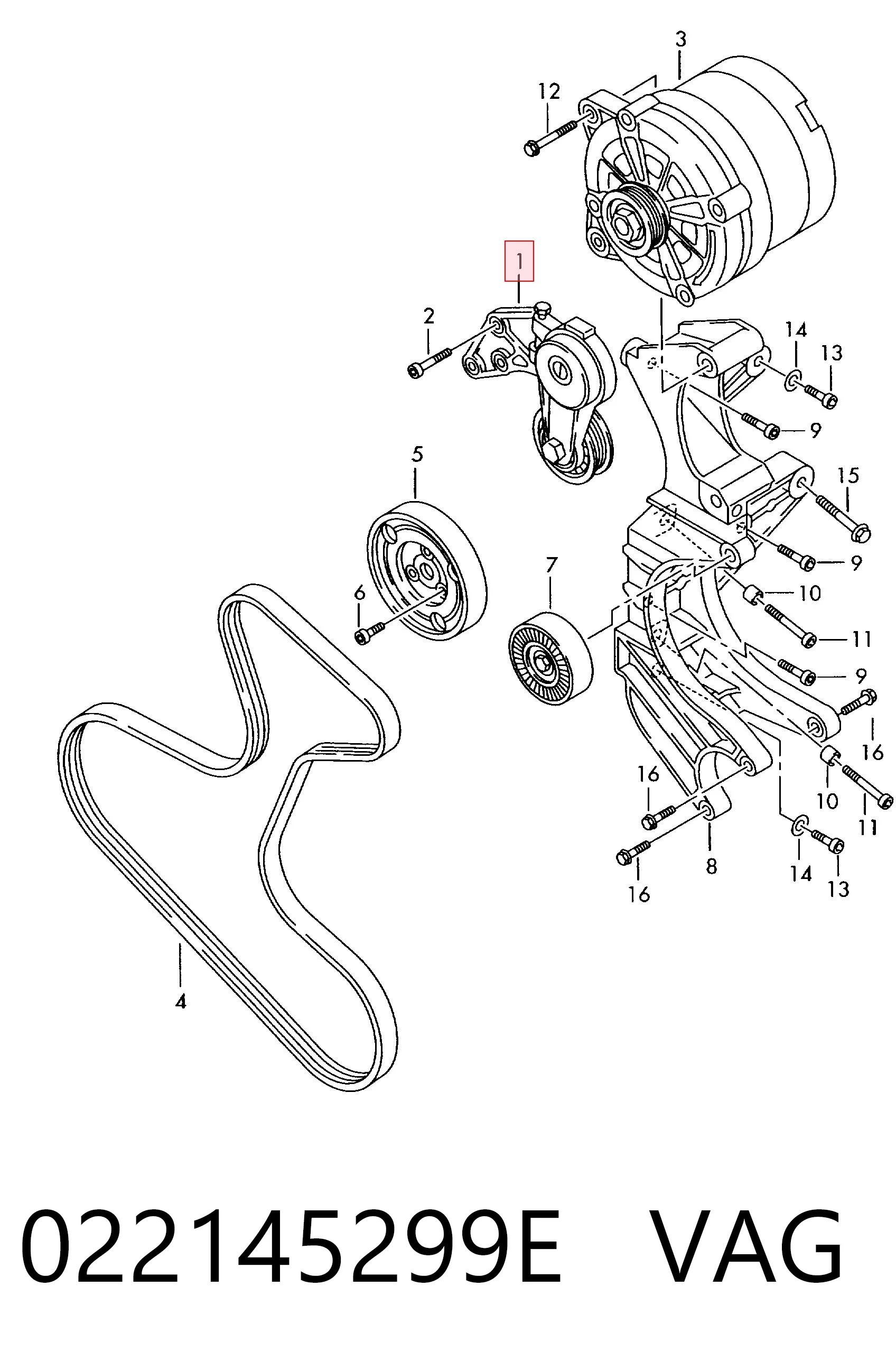 022145299E VAG Tensor de correa de alternador