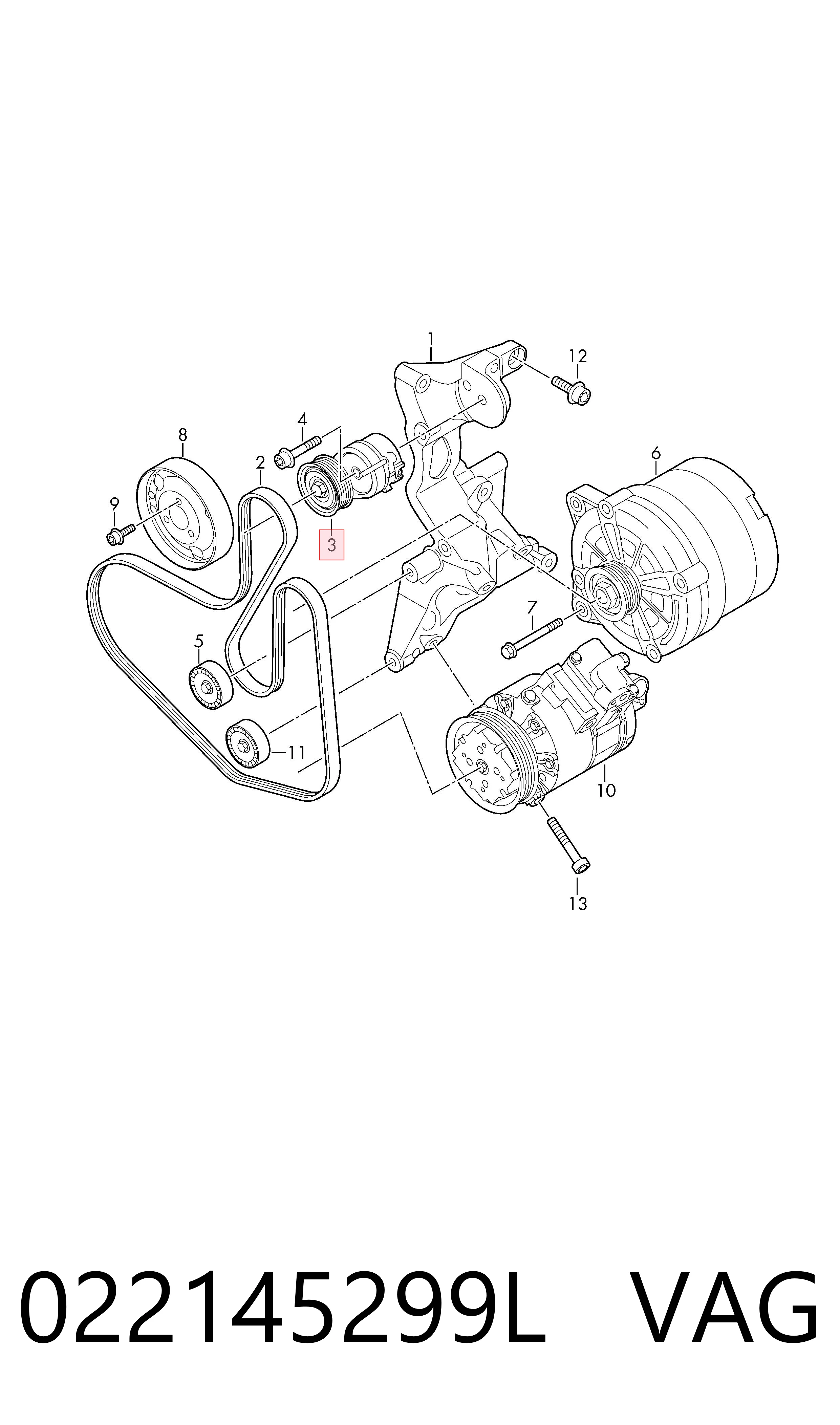 022145299L VAG Tensor de correa de alternador